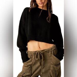 Free People Easy Street Crop Pullover in Black Size XS